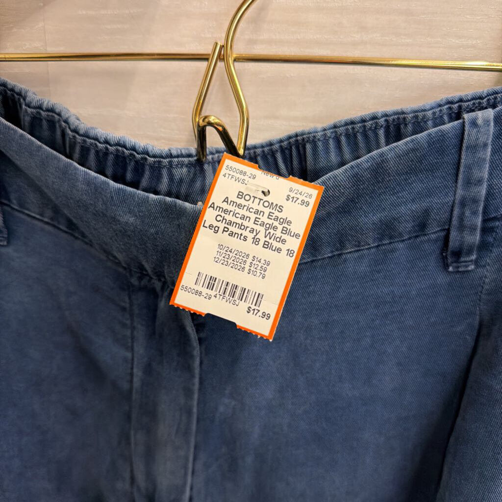 American Eagle Blue Chambray Wide Leg Pants 18