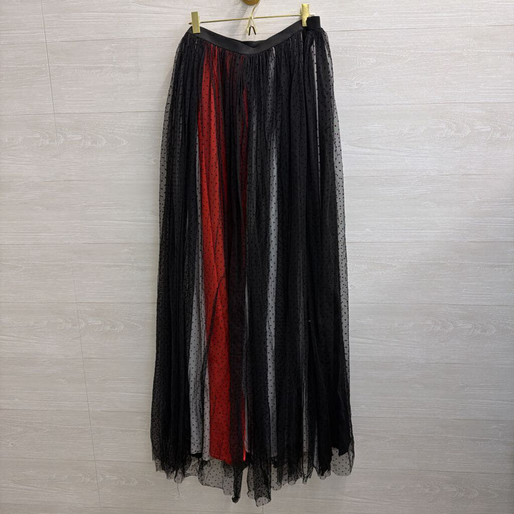 Black/ Multi Layered Polka Dot Maxi Skirt L/XL