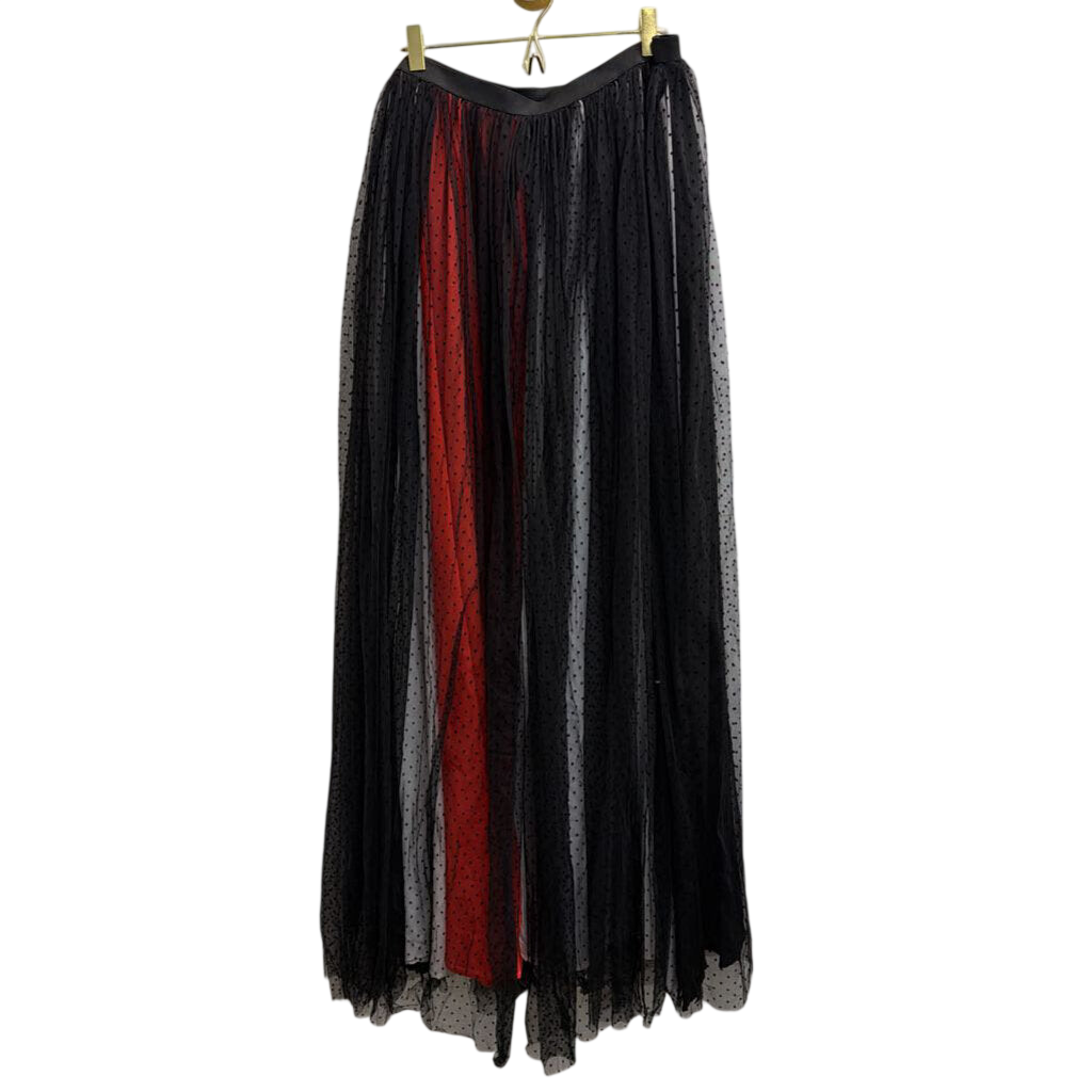 Black/ Multi Layered Polka Dot Maxi Skirt L/XL