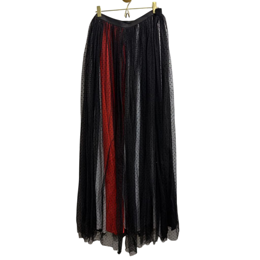 Black/ Multi Layered Polka Dot Maxi Skirt L/XL