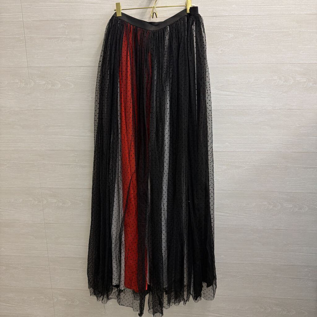 Black/ Multi Layered Polka Dot Maxi Skirt L/XL