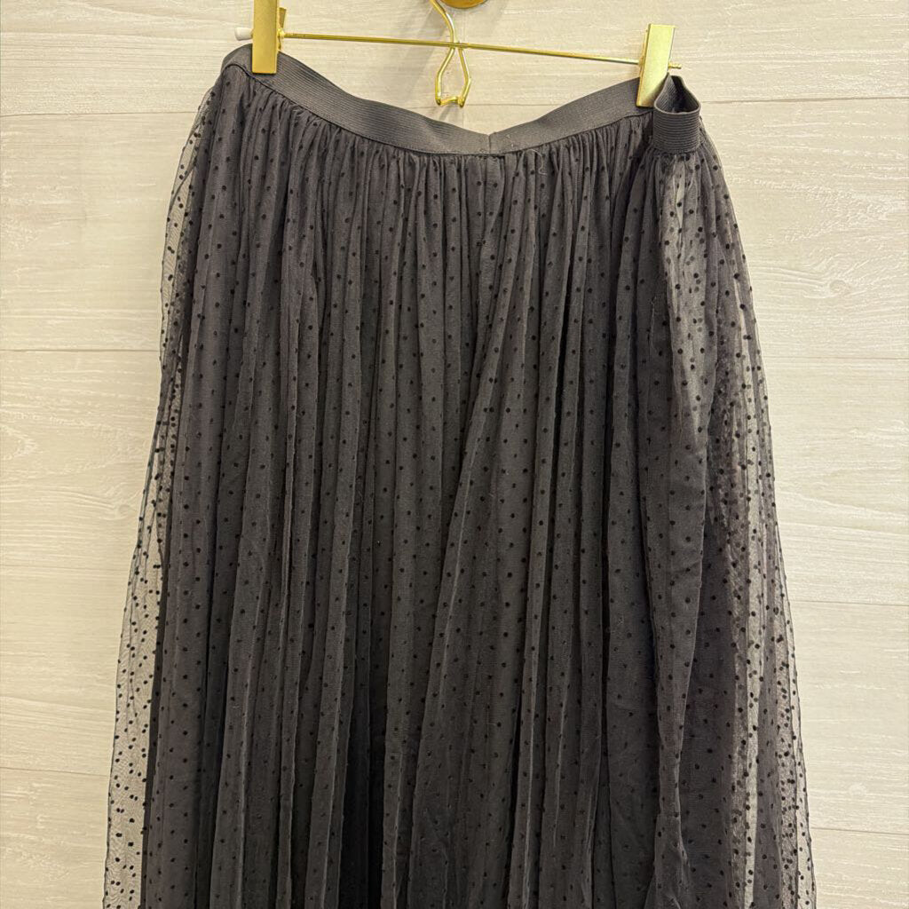 Black/ Multi Layered Polka Dot Maxi Skirt L/XL