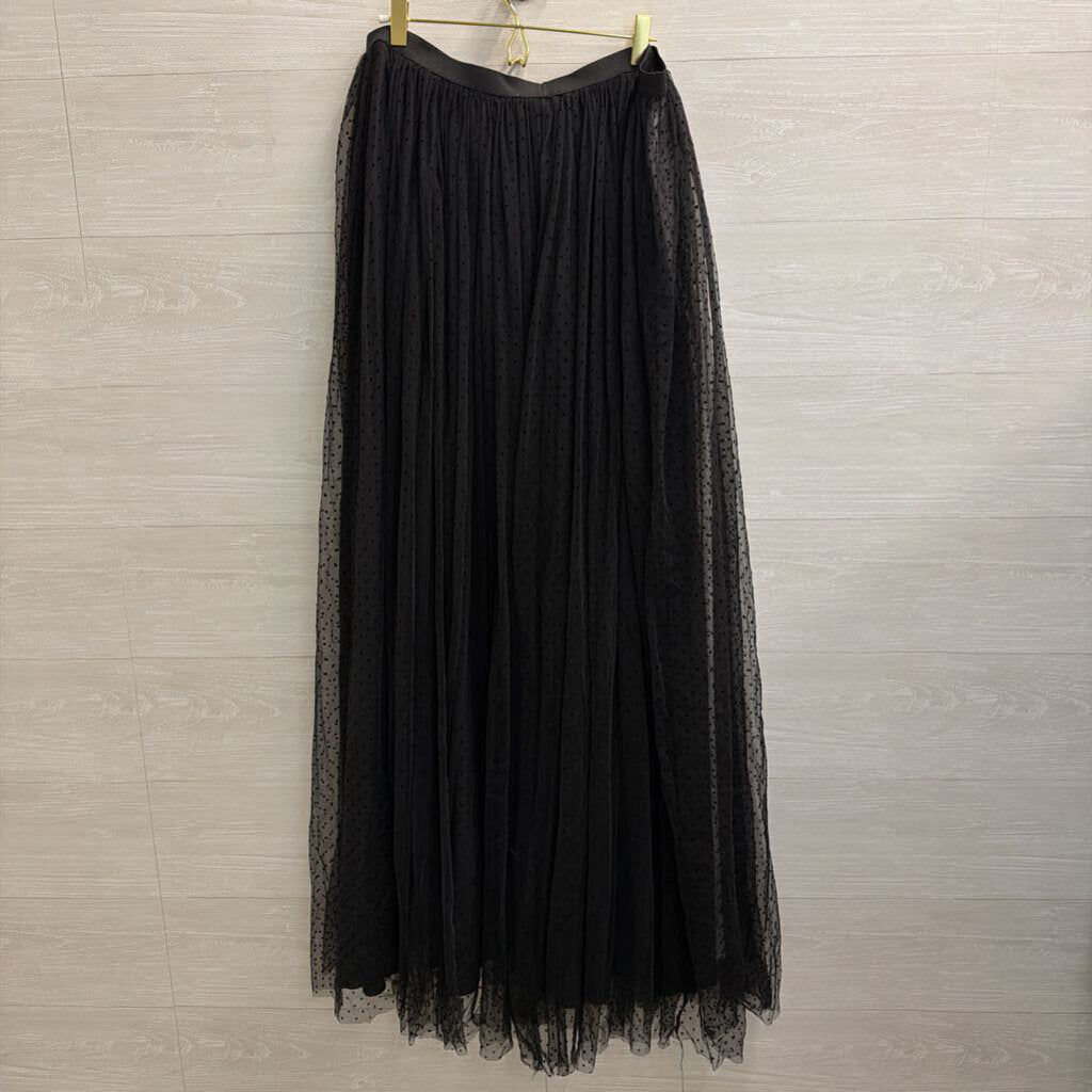 Black/ Multi Layered Polka Dot Maxi Skirt L/XL