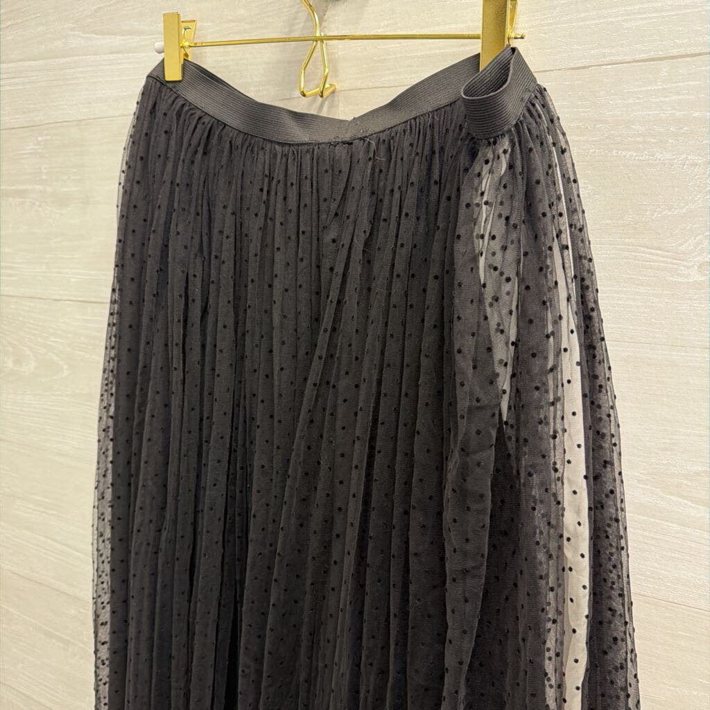 Black/ Multi Layered Polka Dot Maxi Skirt L/XL