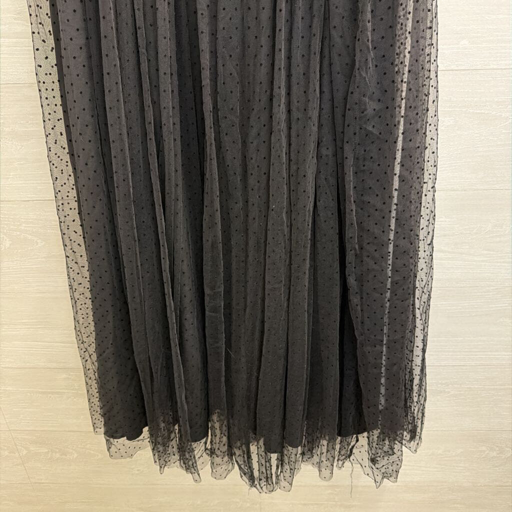 Black/ Multi Layered Polka Dot Maxi Skirt L/XL