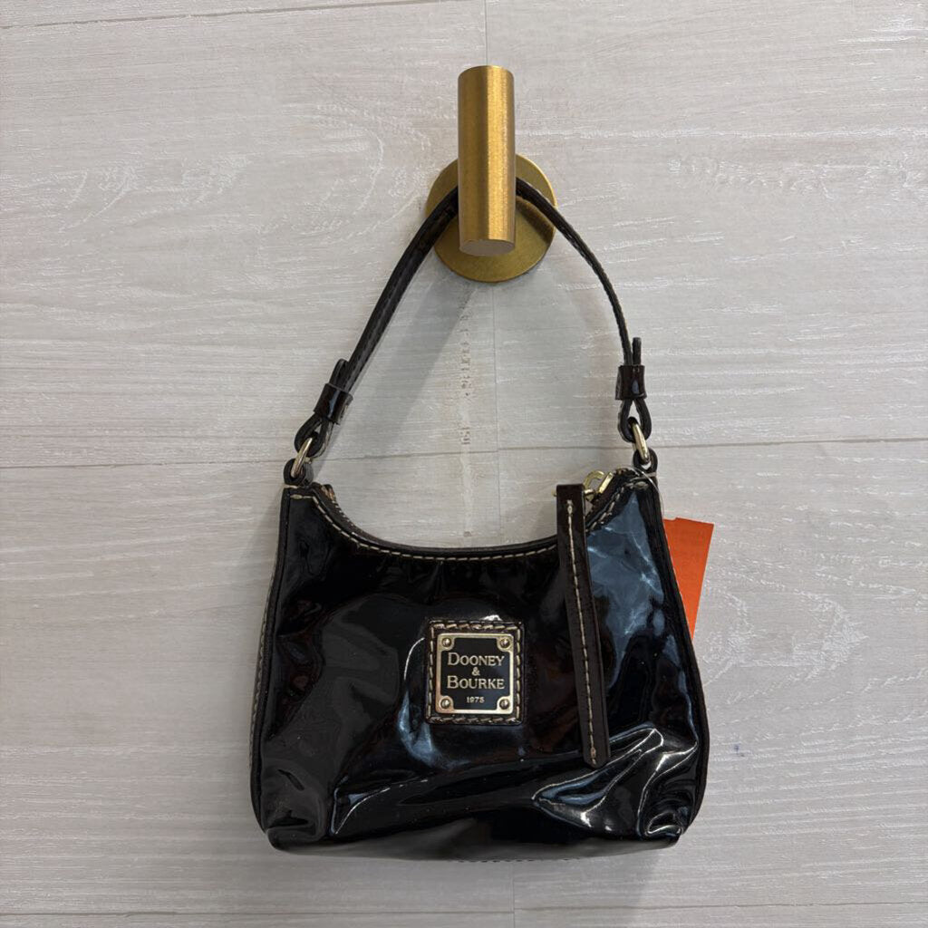 Vintage Dooney and Bourke Black Patent Leather Mini Shoulder Purse