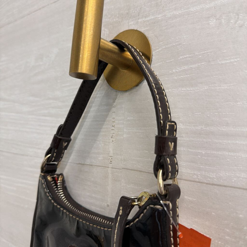 Vintage Dooney and Bourke Black Patent Leather Mini Shoulder Purse