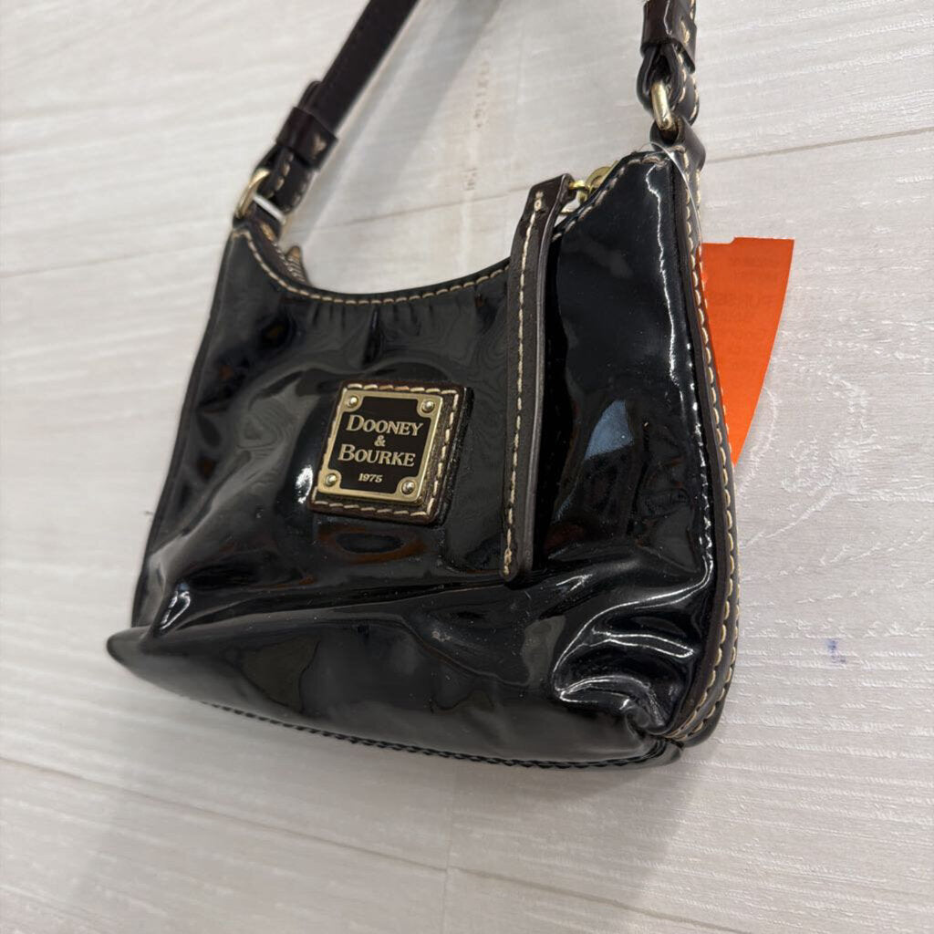 Vintage Dooney and Bourke Black Patent Leather Mini Shoulder Purse