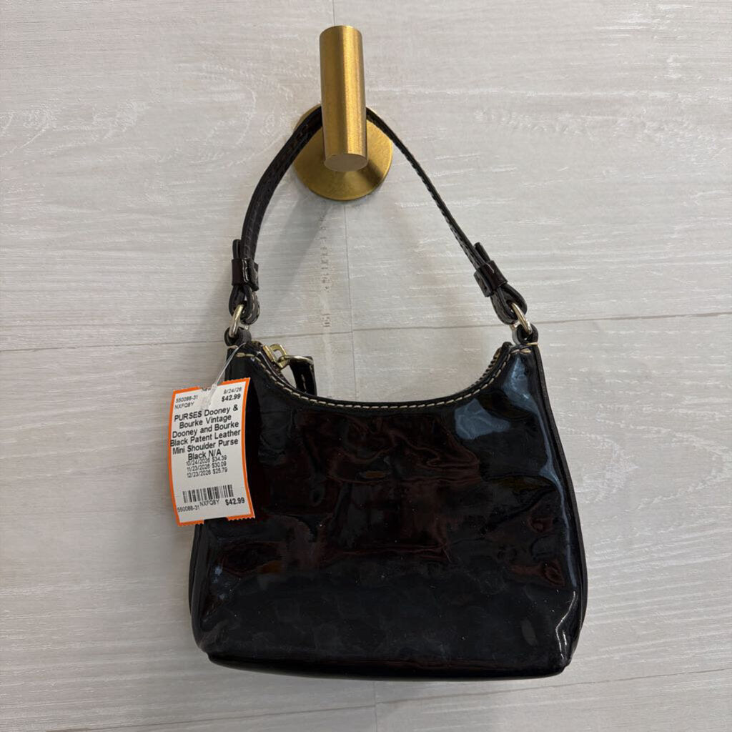 Vintage Dooney and Bourke Black Patent Leather Mini Shoulder Purse