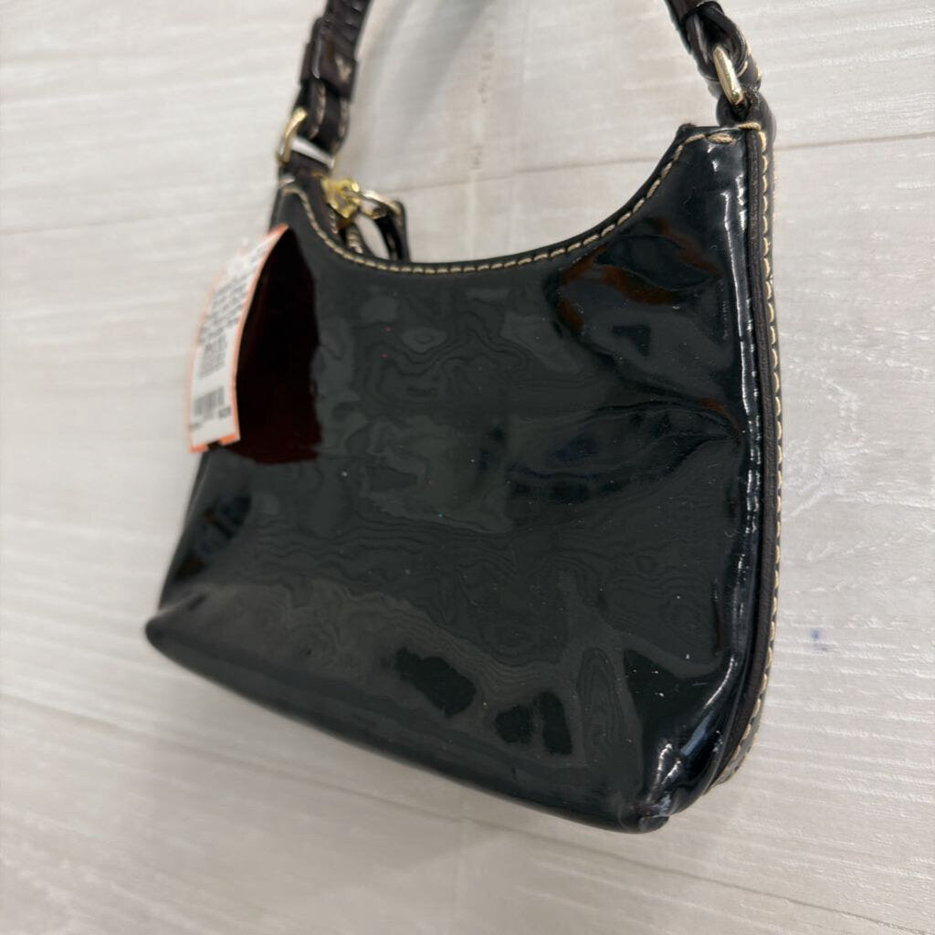 Vintage Dooney and Bourke Black Patent Leather Mini Shoulder Purse