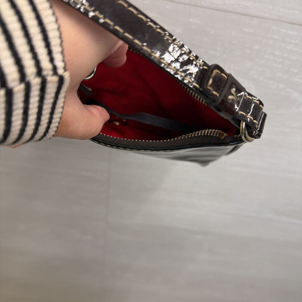 Vintage Dooney and Bourke Black Patent Leather Mini Shoulder Purse