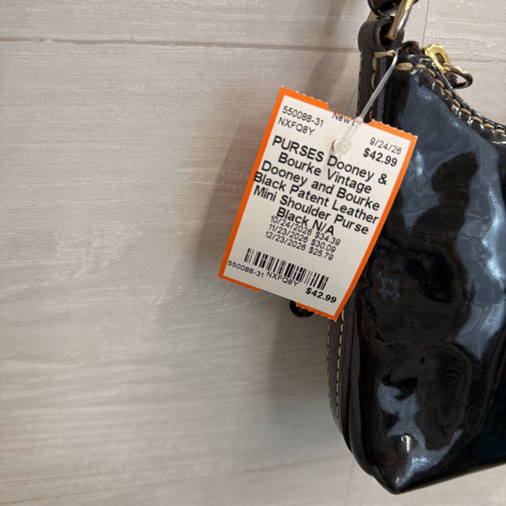 Vintage Dooney and Bourke Black Patent Leather Mini Shoulder Purse