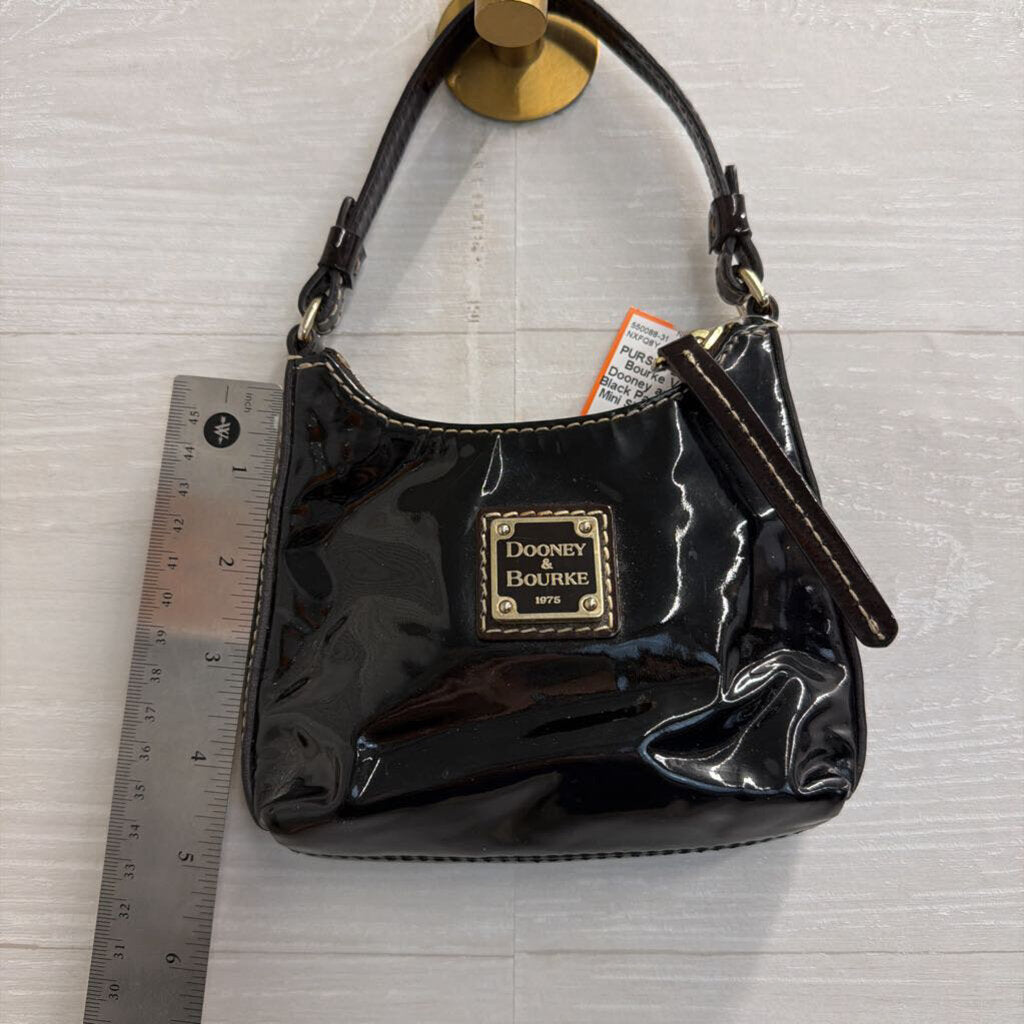 Vintage Dooney and Bourke Black Patent Leather Mini Shoulder Purse