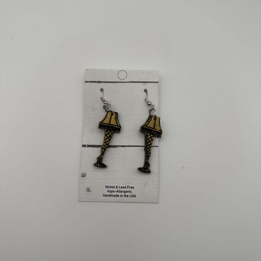 Gold Leg Lamp Dangle Earrings