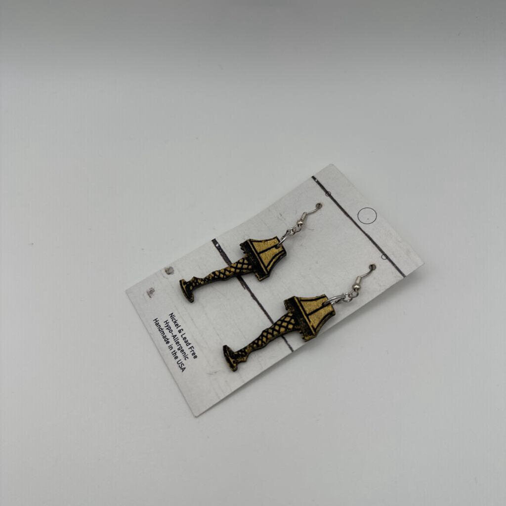 Gold Leg Lamp Dangle Earrings