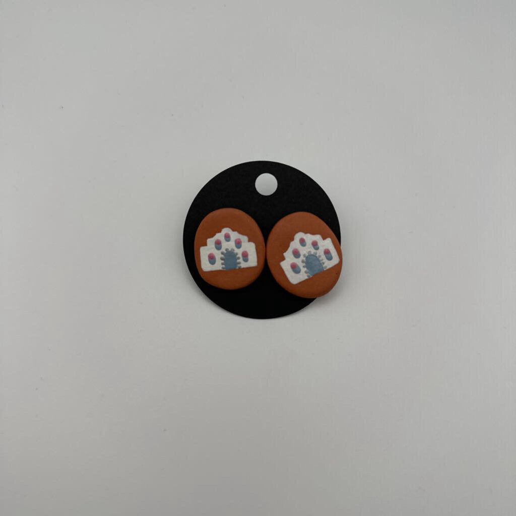 Brown Clay Stud Earrings