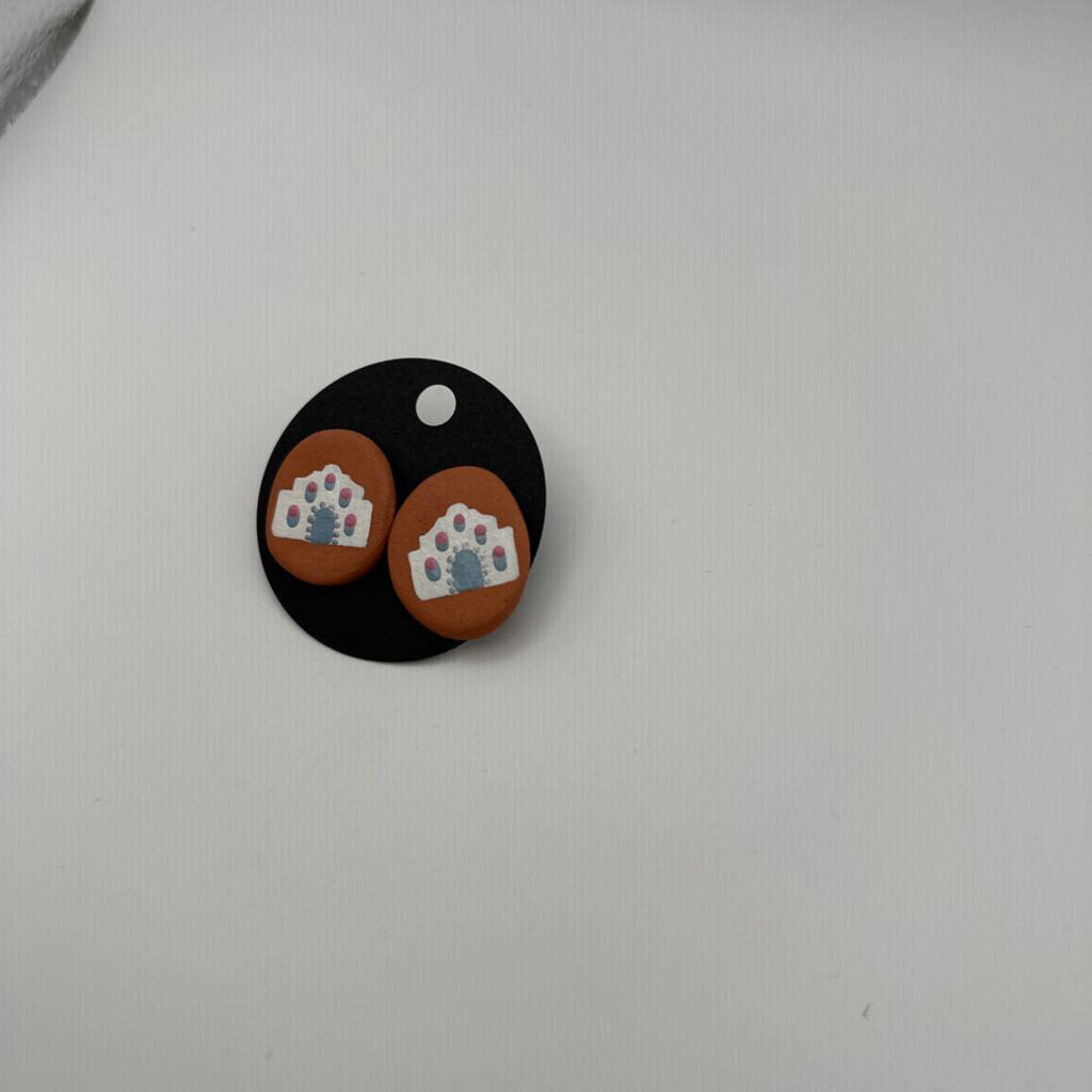 Brown Clay Stud Earrings