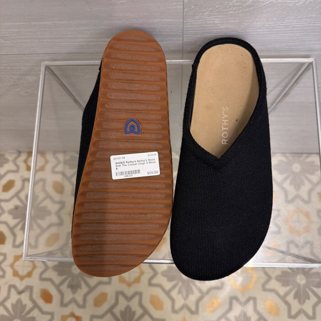 Rothy's Black Knit The Casual Clogs 9
