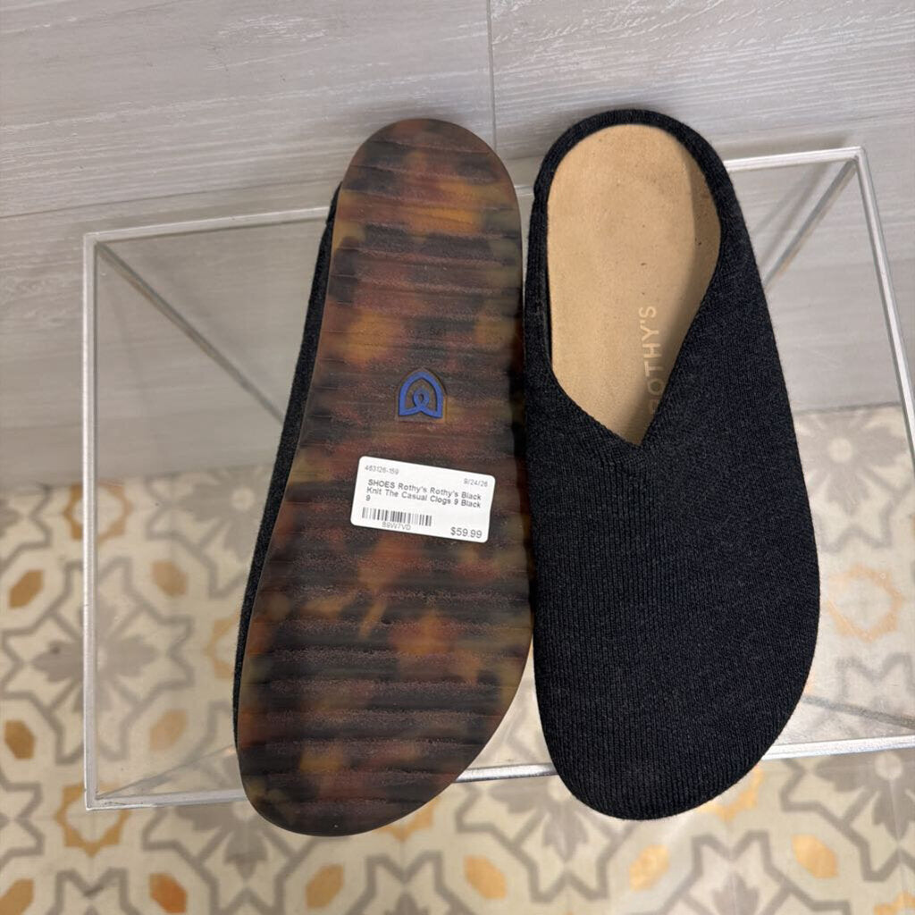 Rothy's Black Knit The Casual Clogs 9