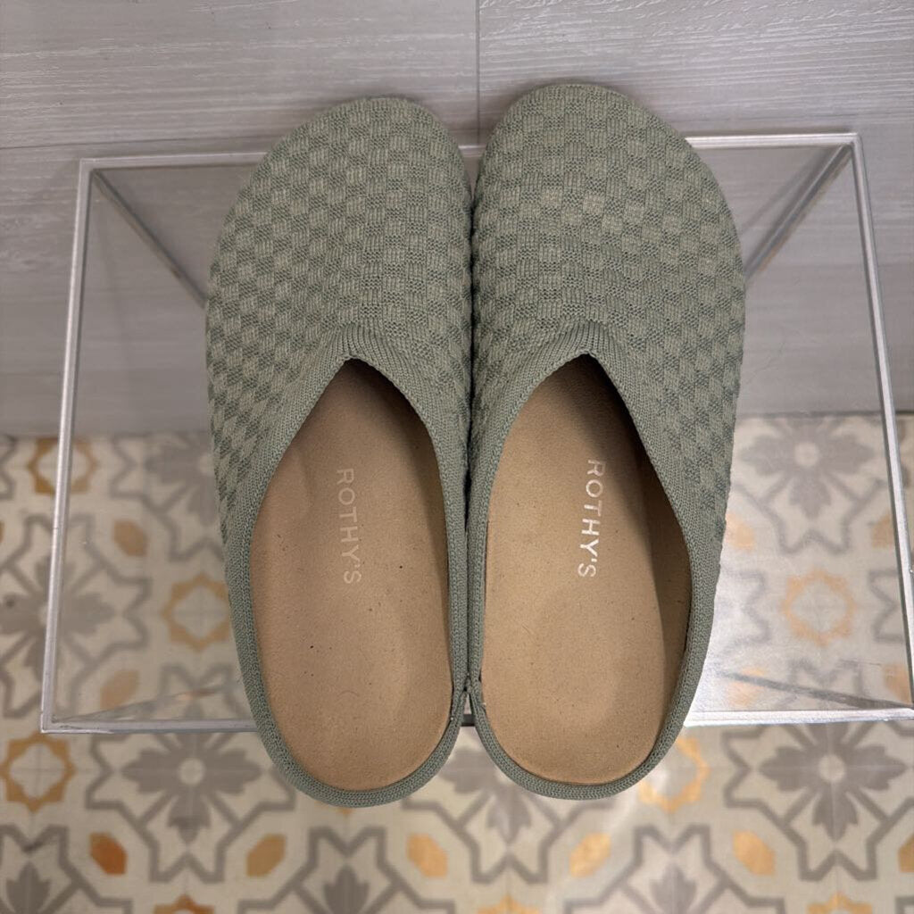 Rothy's Green Checkered Knit The Casual Clogs 9