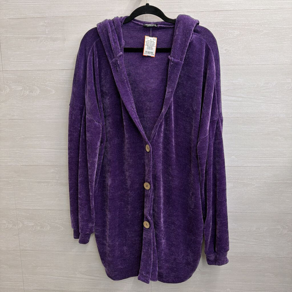 Heimish USA Soft Purple Knit Long Sleeve Hooded Cardigan Sweater 1X