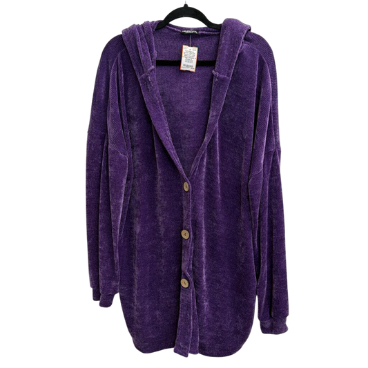 Heimish USA Soft Purple Knit Long Sleeve Hooded Cardigan Sweater 1X