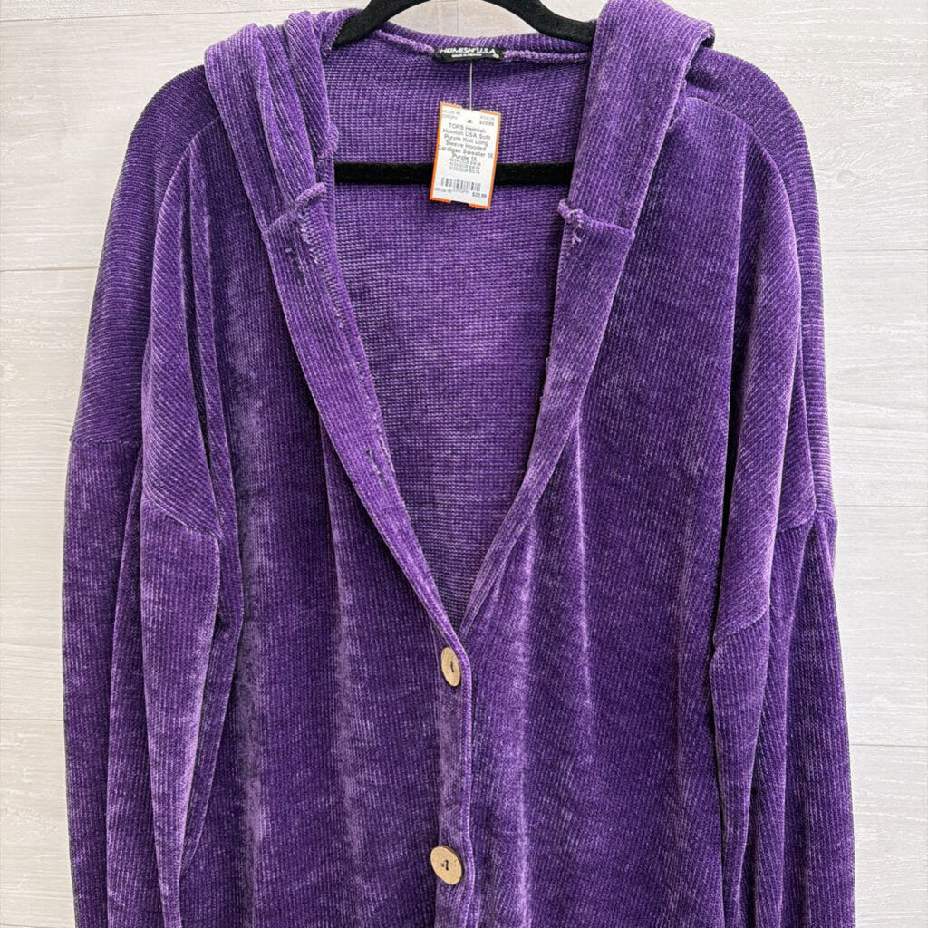 Heimish USA Soft Purple Knit Long Sleeve Hooded Cardigan Sweater 1X