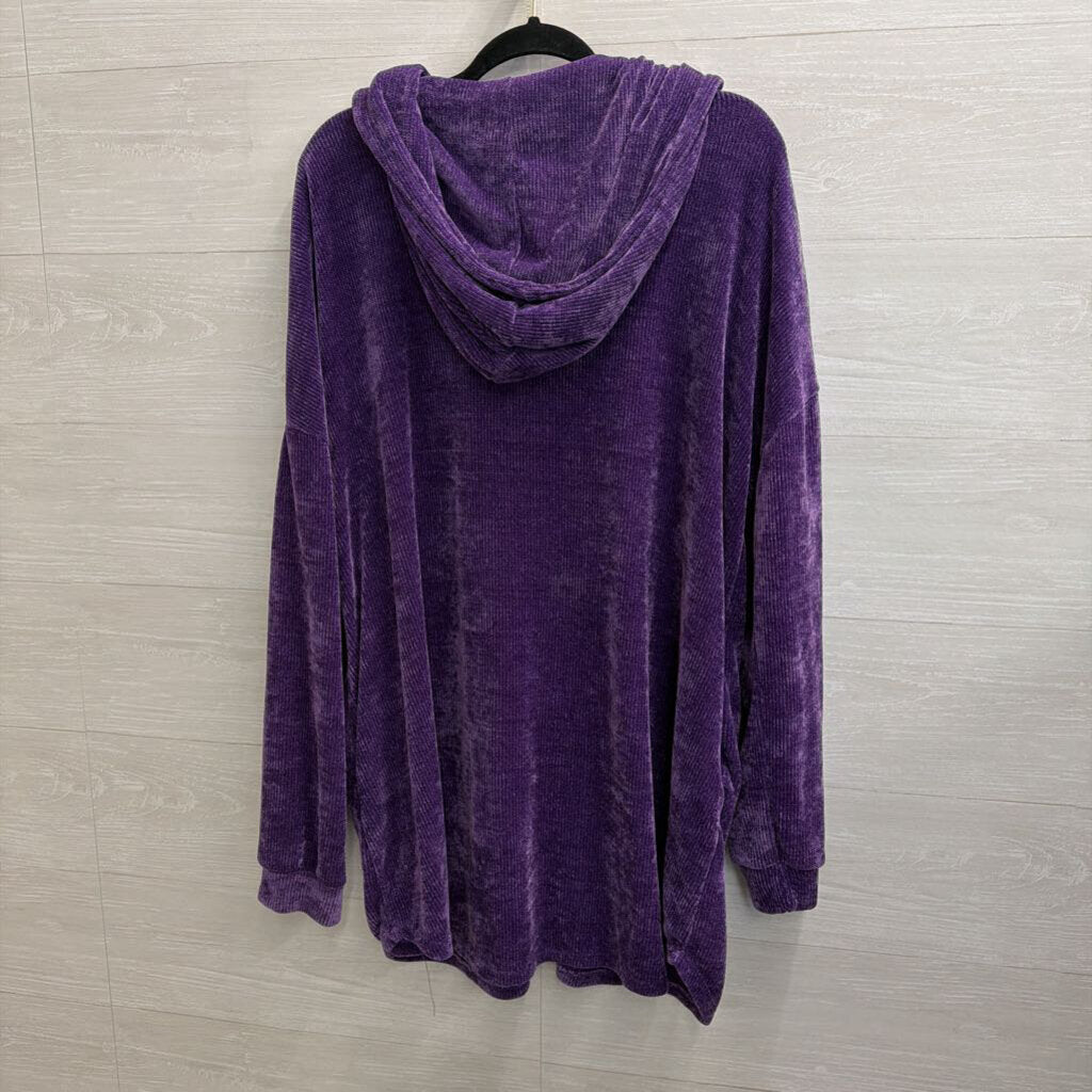 Heimish USA Soft Purple Knit Long Sleeve Hooded Cardigan Sweater 1X