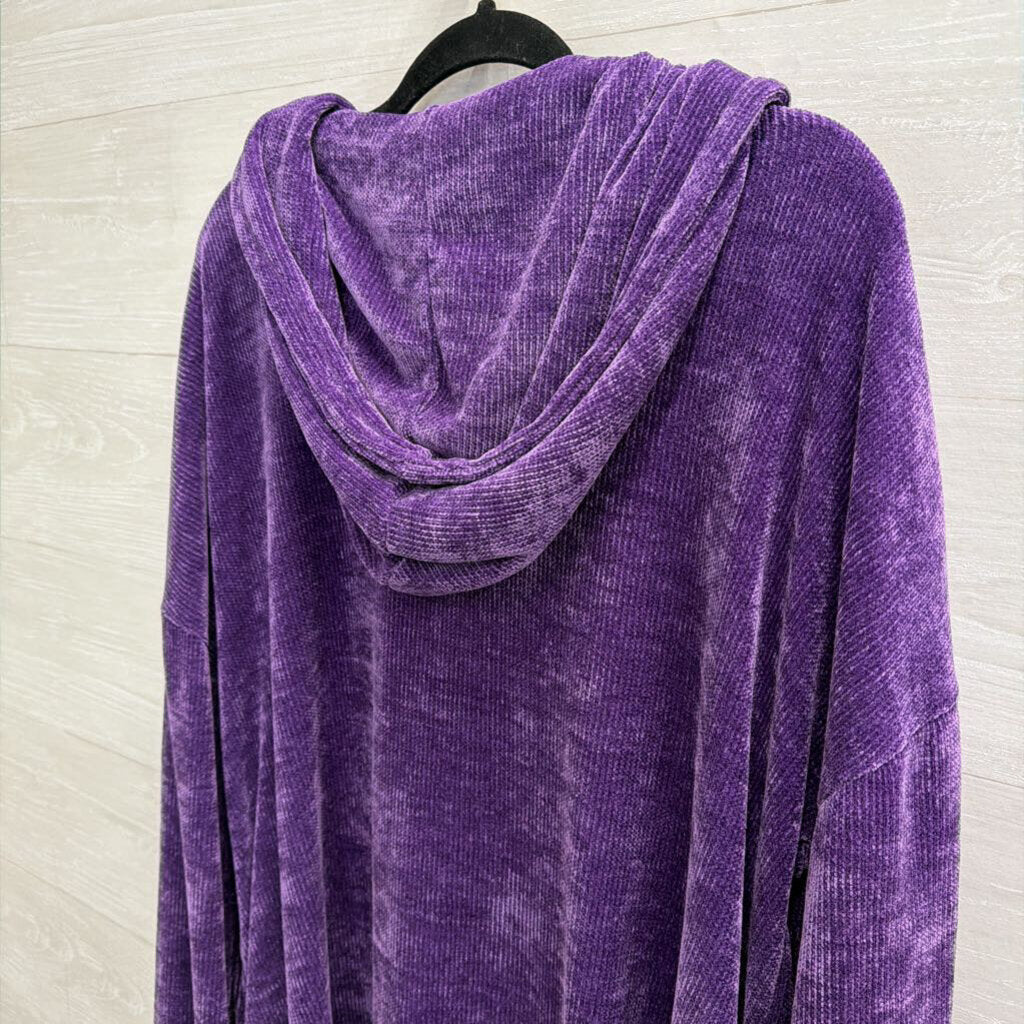 Heimish USA Soft Purple Knit Long Sleeve Hooded Cardigan Sweater 1X
