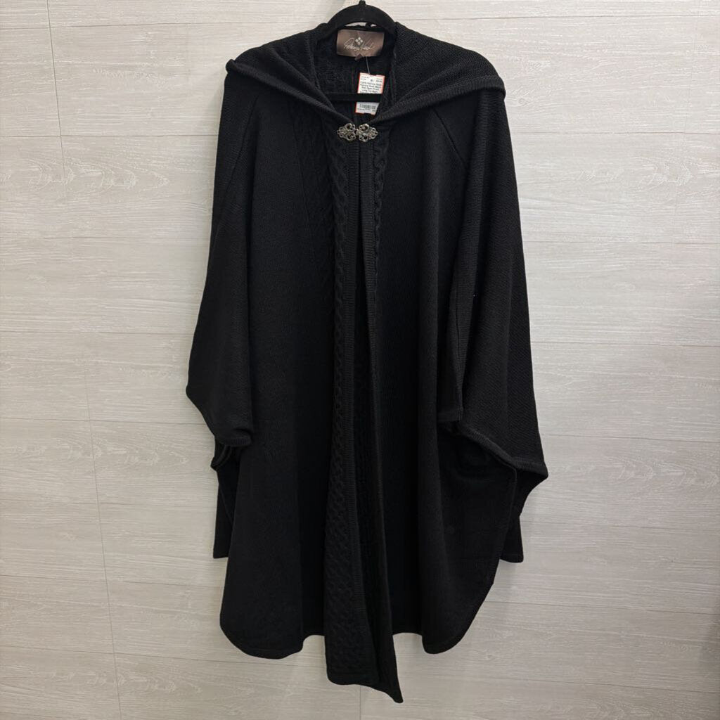 Patricia Nash Black Knit Open Front Long Cardigan Sweater One Size