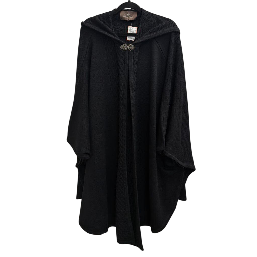 Patricia Nash Black Knit Open Front Long Cardigan Sweater One Size
