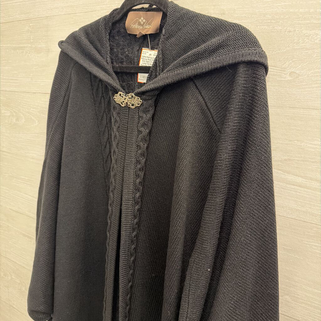 Patricia Nash Black Knit Open Front Long Cardigan Sweater One Size