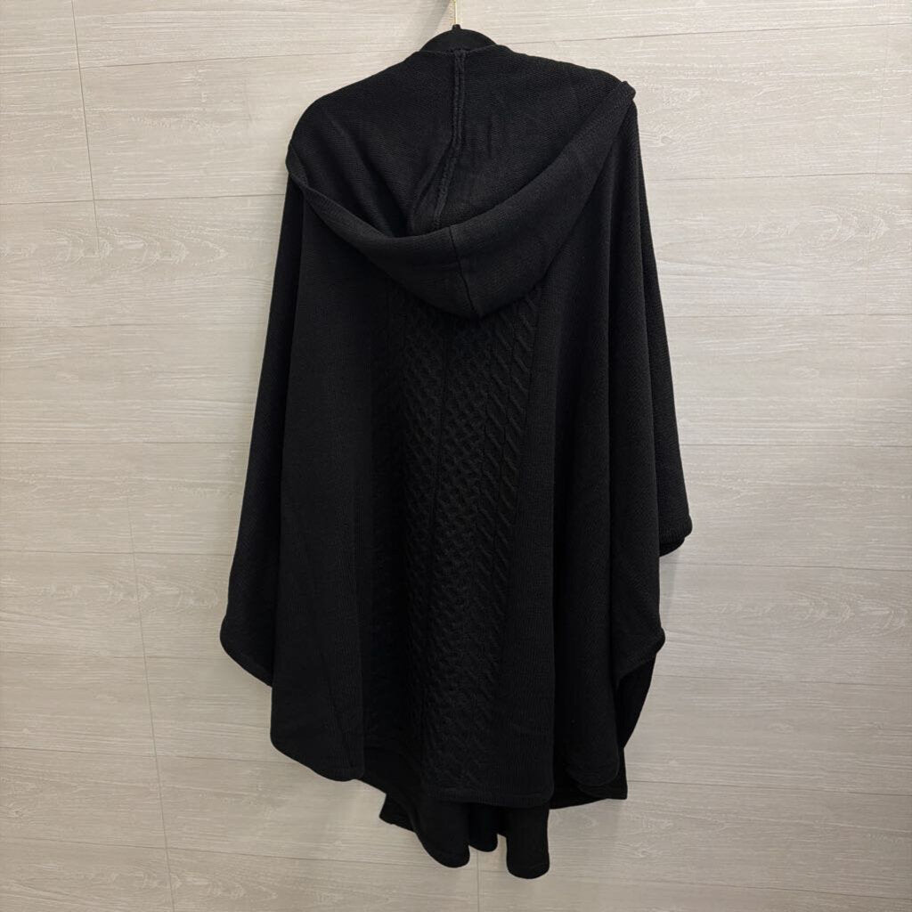 Patricia Nash Black Knit Open Front Long Cardigan Sweater One Size