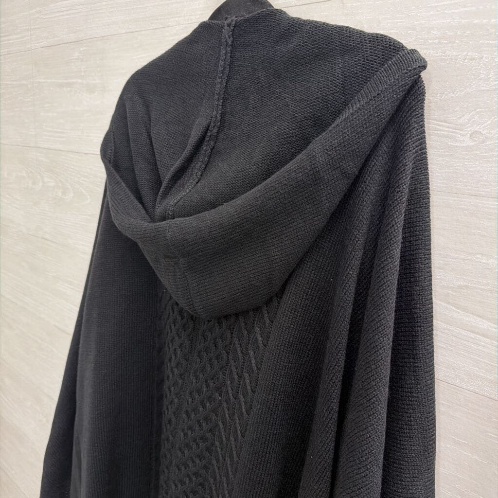 Patricia Nash Black Knit Open Front Long Cardigan Sweater One Size