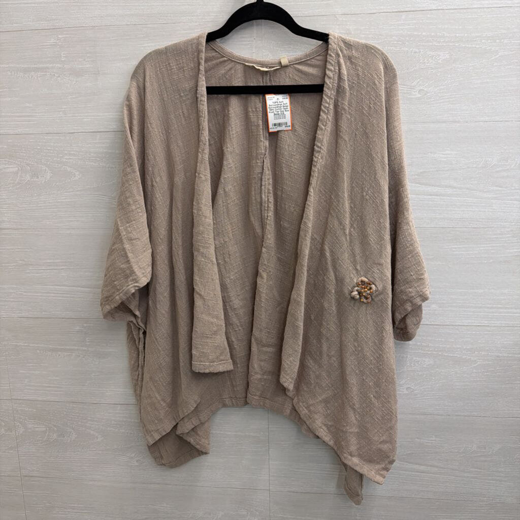 Soft Surroundings Beige 100% Cotton Open Front Top One Size