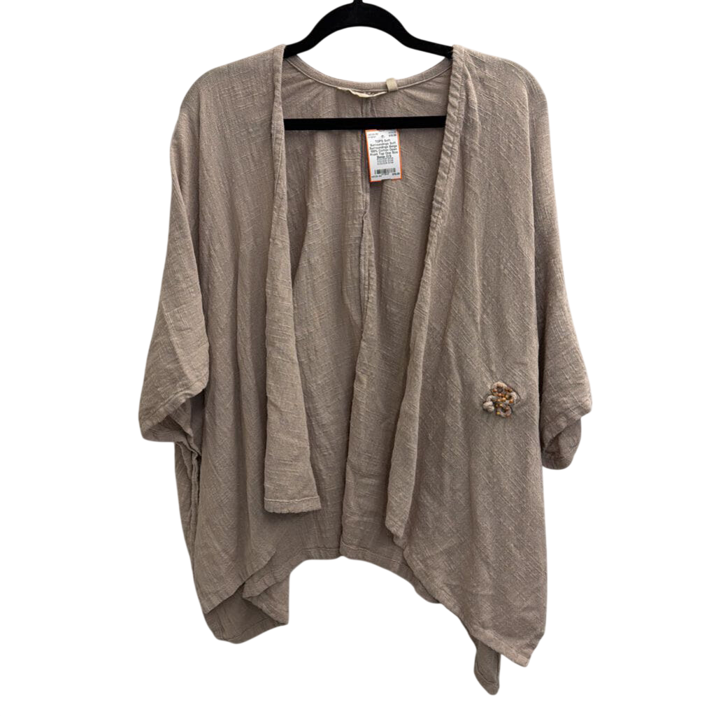 Soft Surroundings Beige 100% Cotton Open Front Top One Size