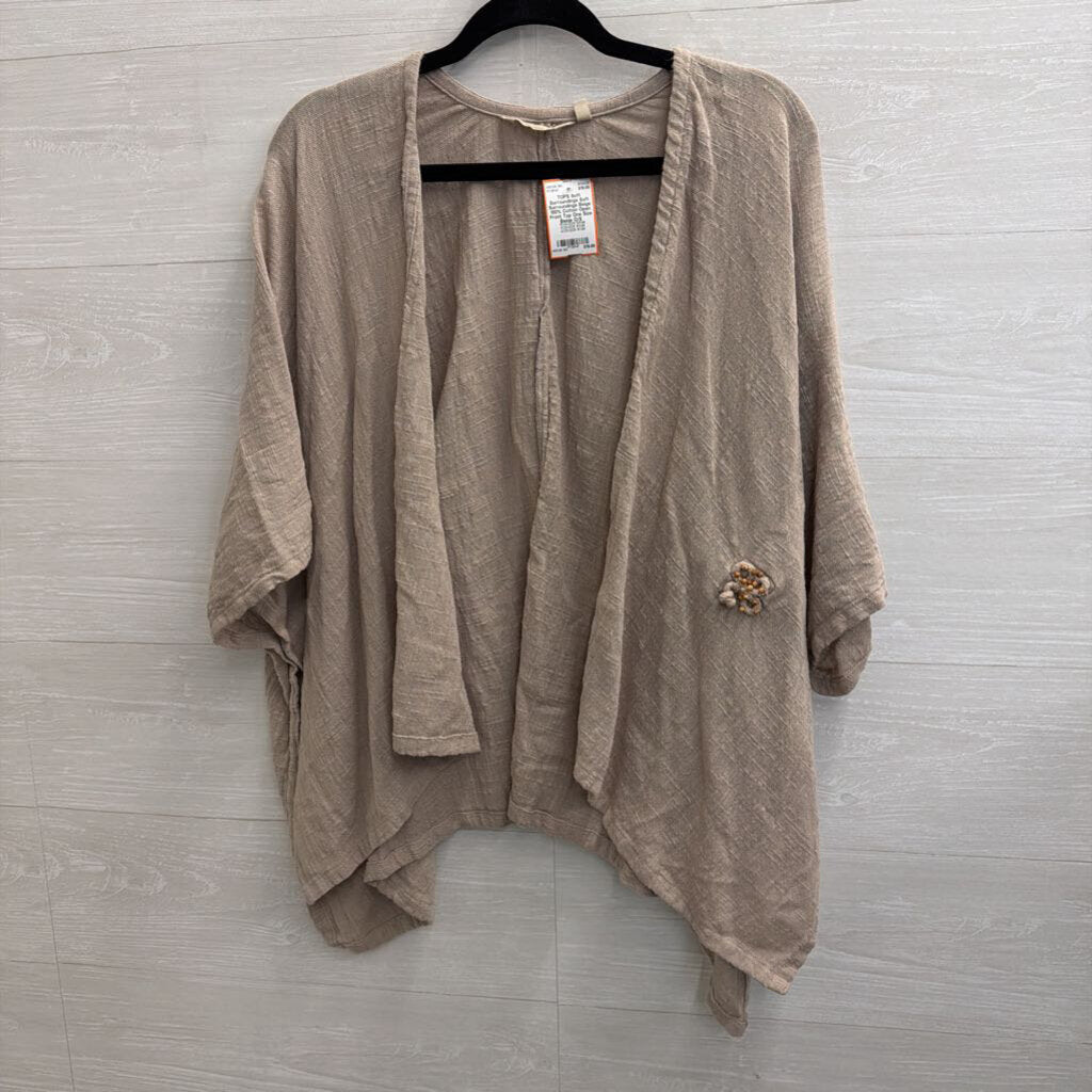 Soft Surroundings Beige 100% Cotton Open Front Top One Size