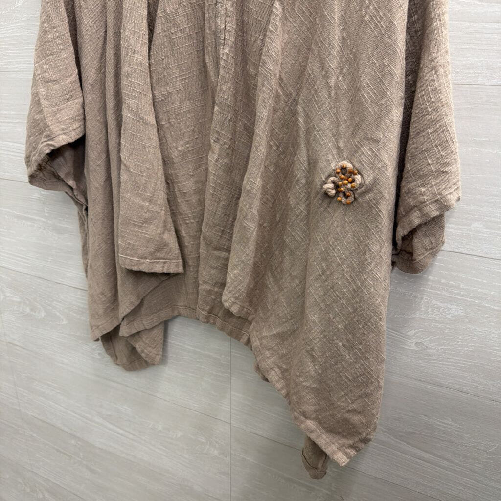 Soft Surroundings Beige 100% Cotton Open Front Top One Size