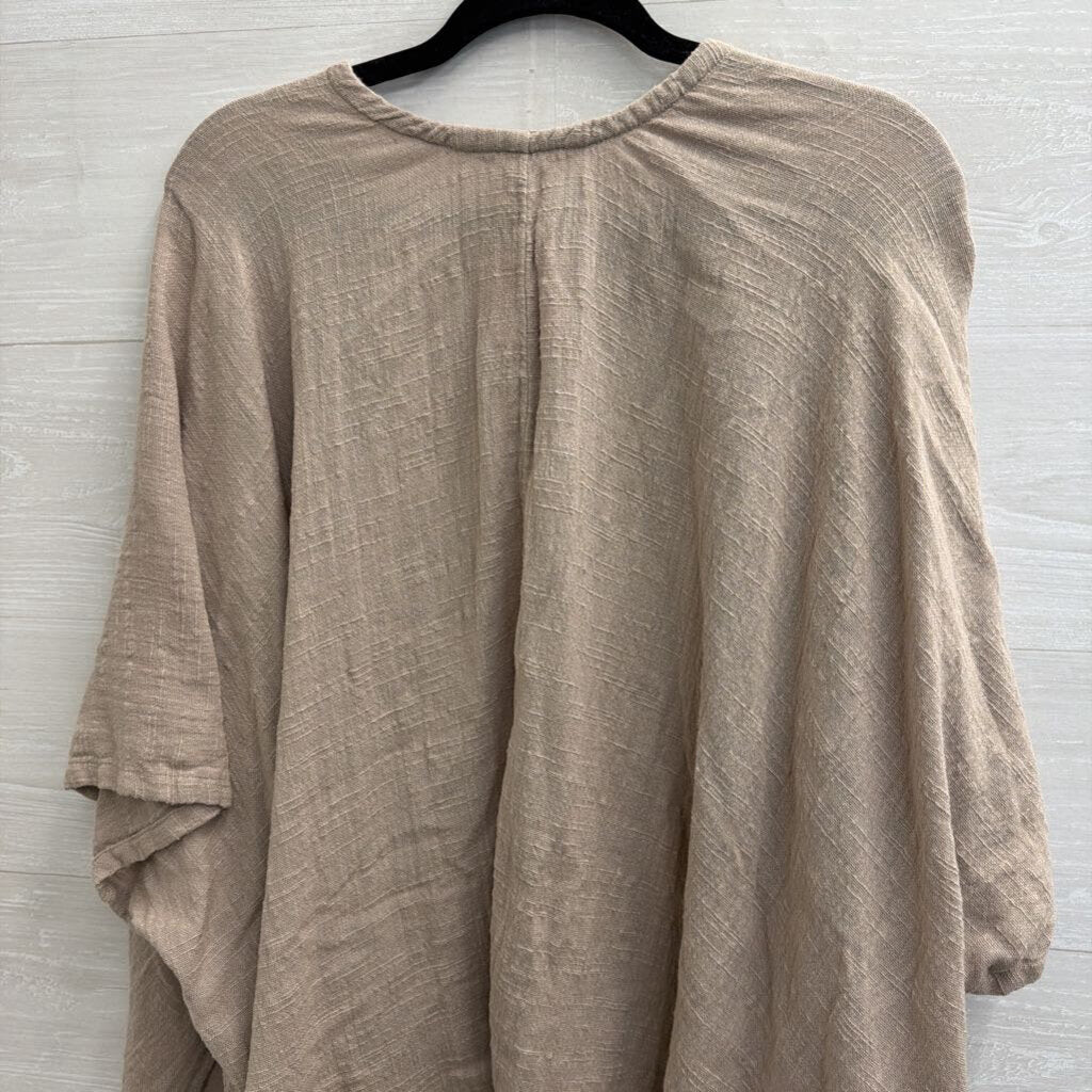Soft Surroundings Beige 100% Cotton Open Front Top One Size
