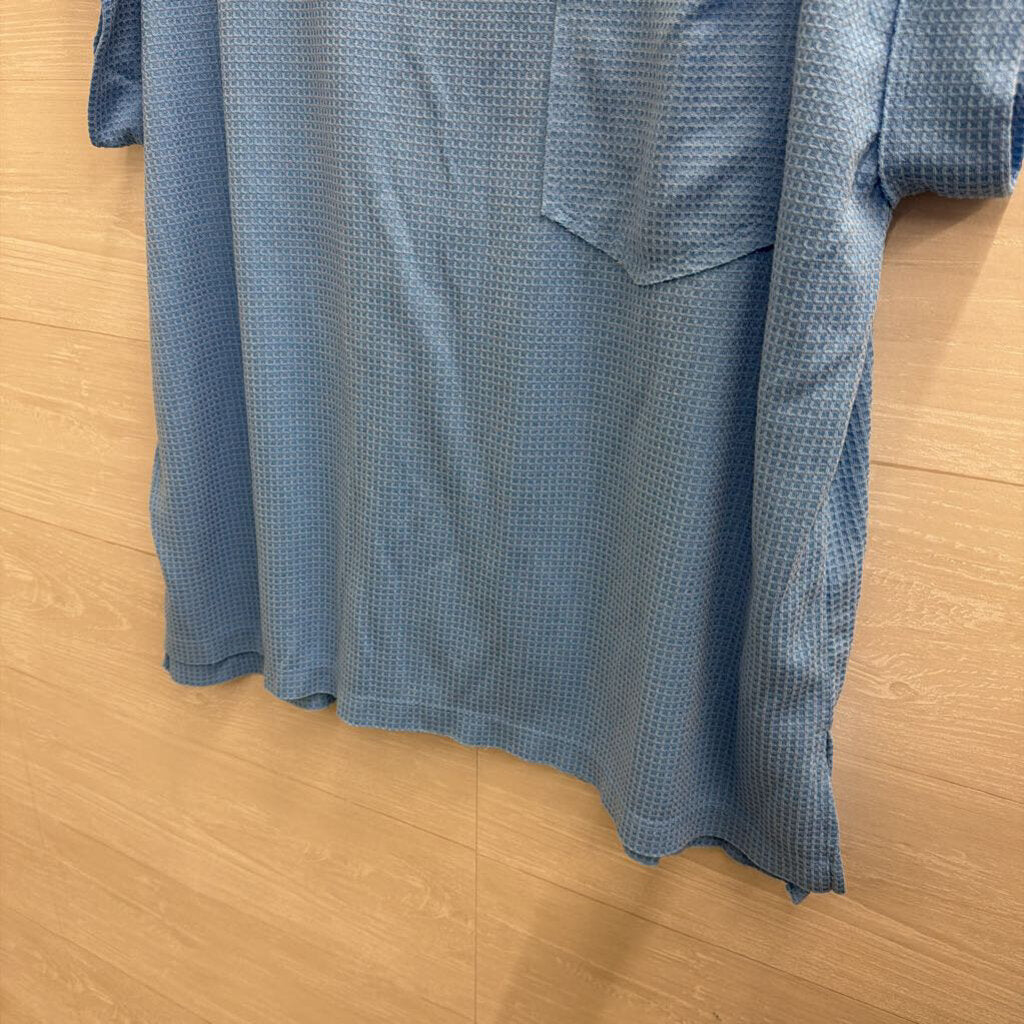 Andree Blue Textured Short Sleeve Top 1X