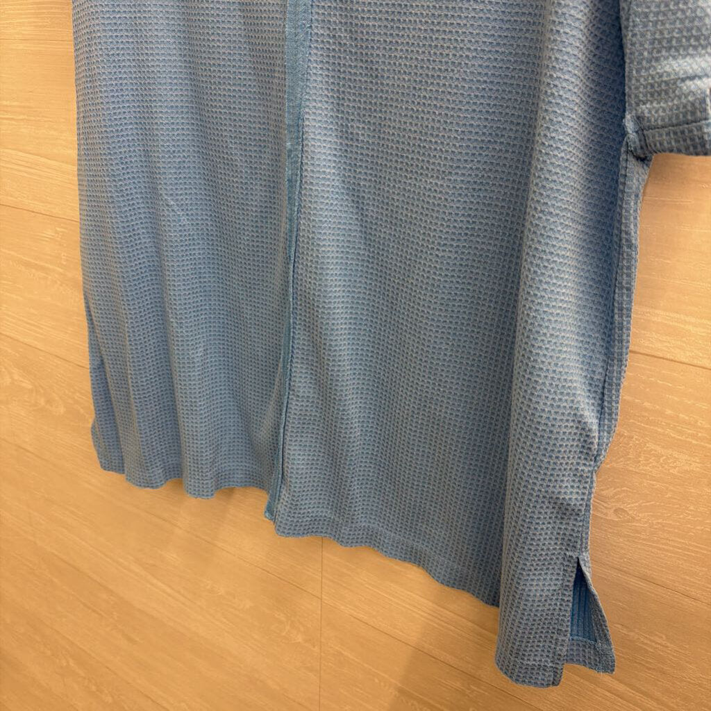 Andree Blue Textured Short Sleeve Top 1X