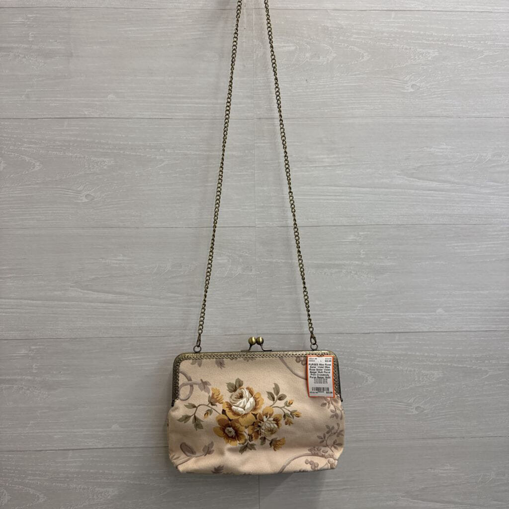 Miss Rose Sister Violet Beige/ Multi Floral Print Crossbody Purse
