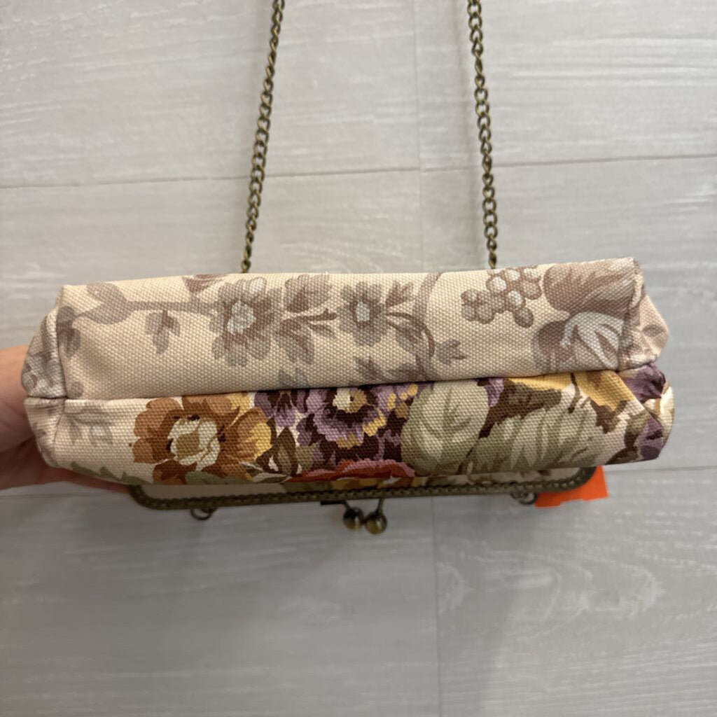Miss Rose Sister Violet Beige/ Multi Floral Print Crossbody Purse