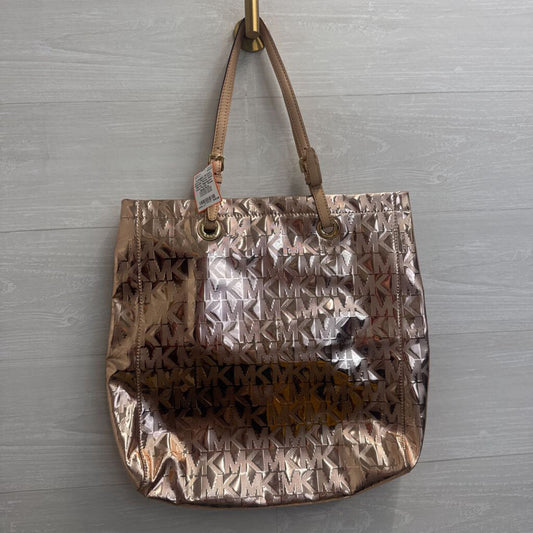 Michael Kors Metallic Rose Gold Mirror Signature Tote Purse