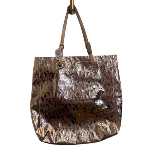Michael Kors Metallic Rose Gold Mirror Signature Tote Purse