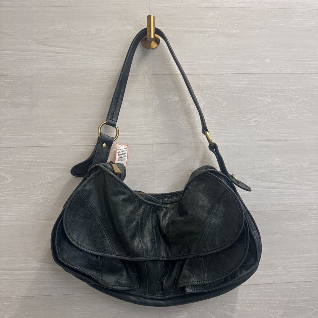Trina Turk Green Leather Butterfly Crescent Hobo Shoulder Purse