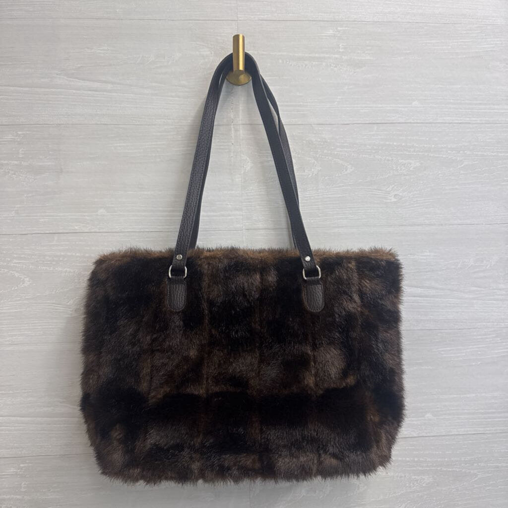 Brown Faux Fur Shoulder Purse