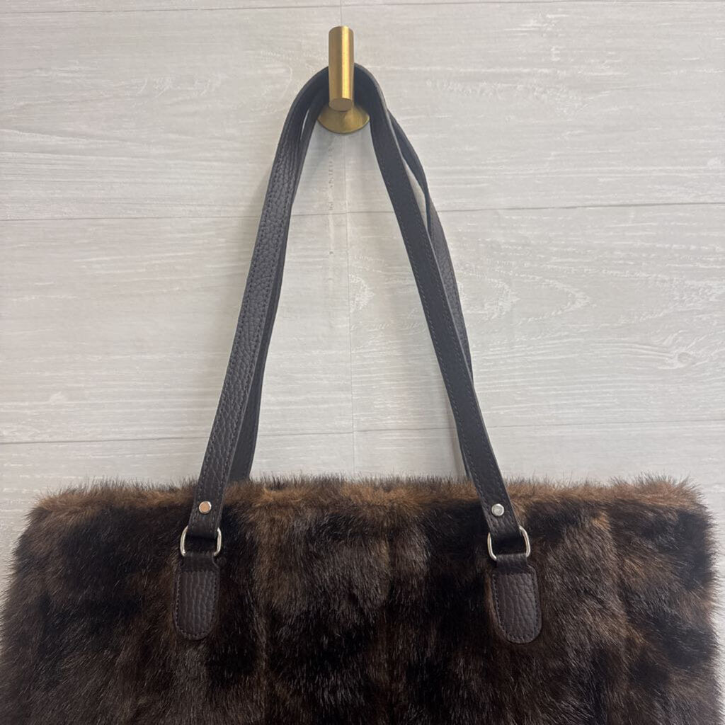 Brown Faux Fur Shoulder Purse
