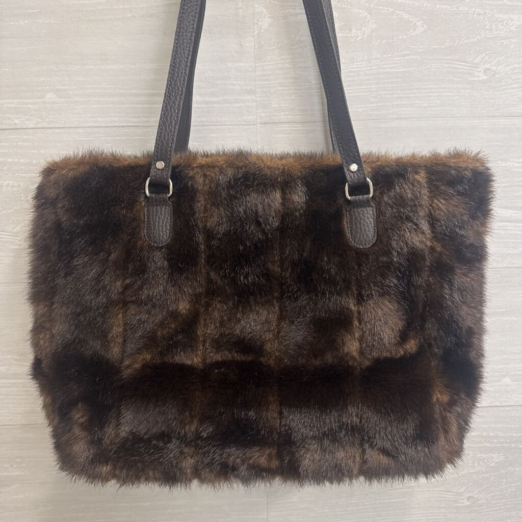 Brown Faux Fur Shoulder Purse