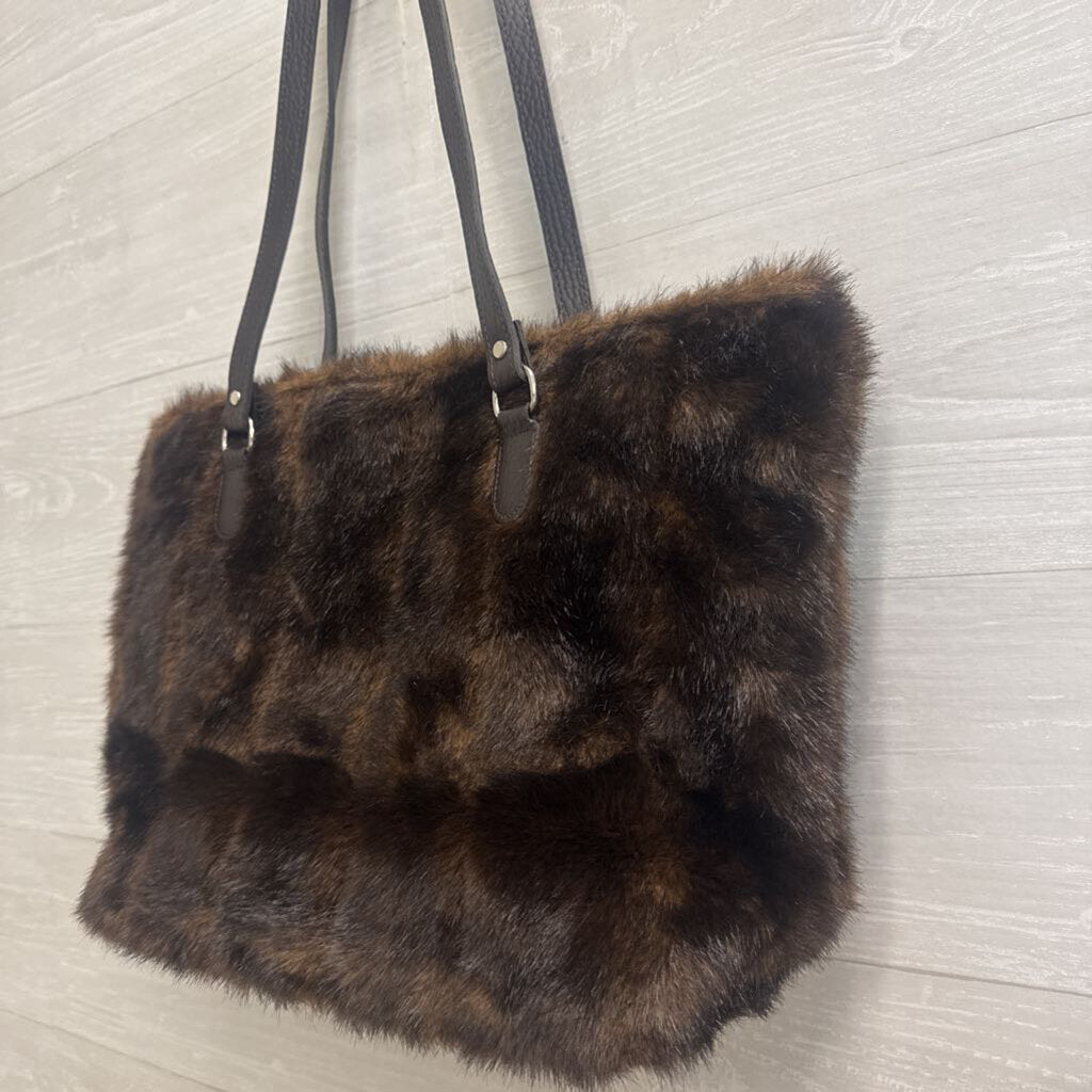 Brown Faux Fur Shoulder Purse